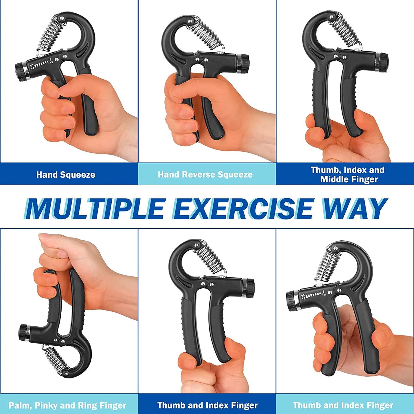 Hand strengthener with adjustable resistance from 11 to 132 lb