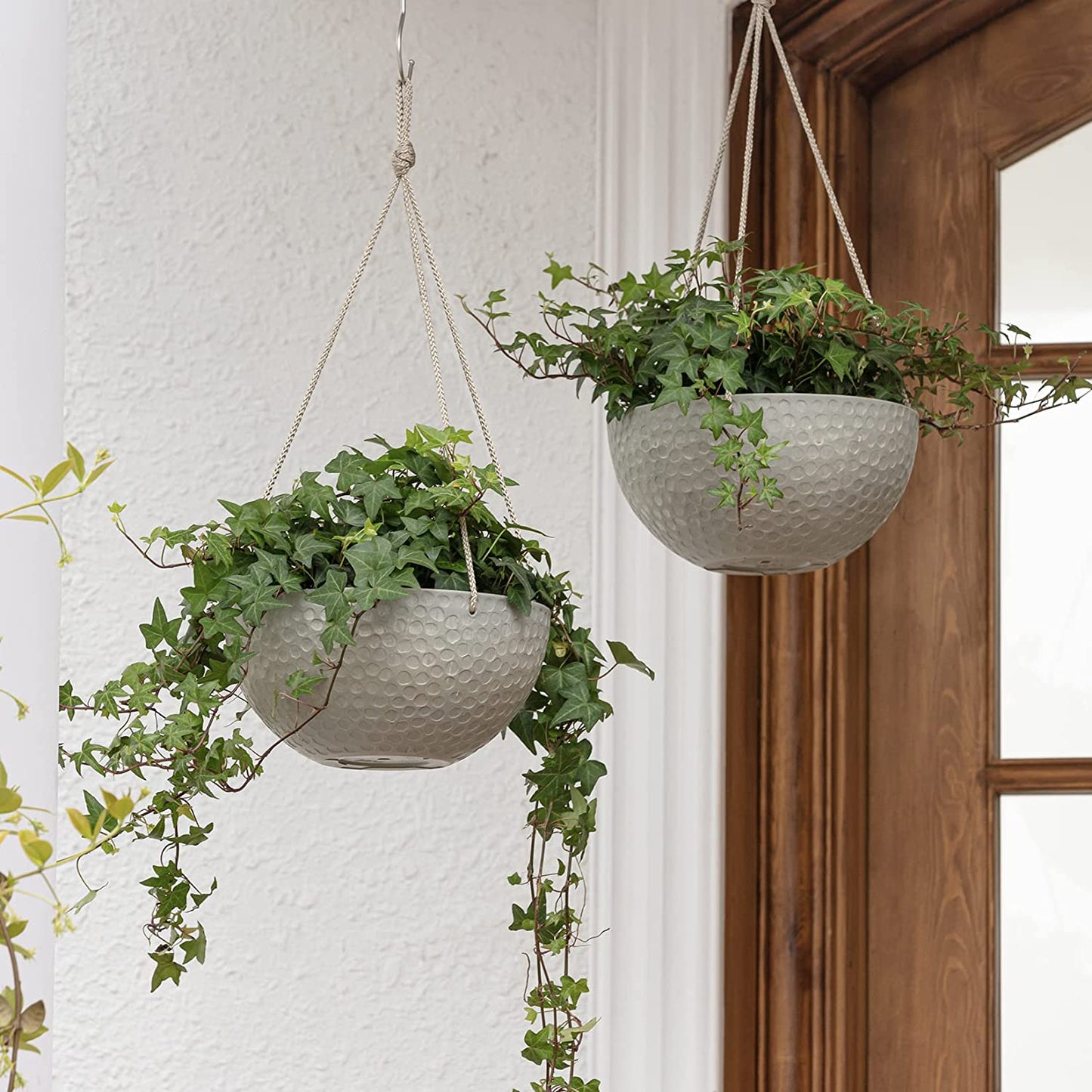 10 Inch Hanging Planters for Indoor Plants, Set of 2, Storm Gray