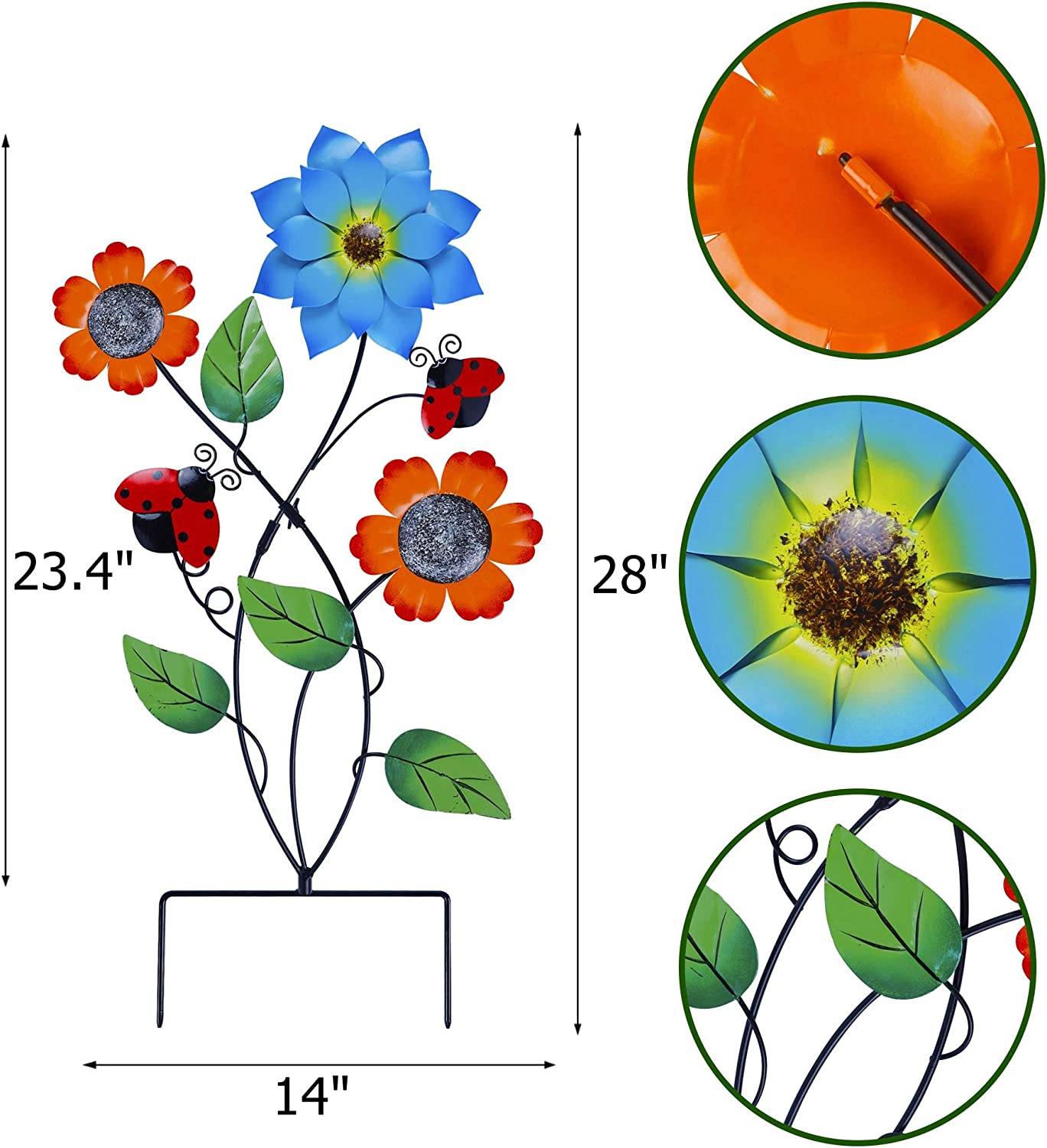 28 inch metal garden flowers